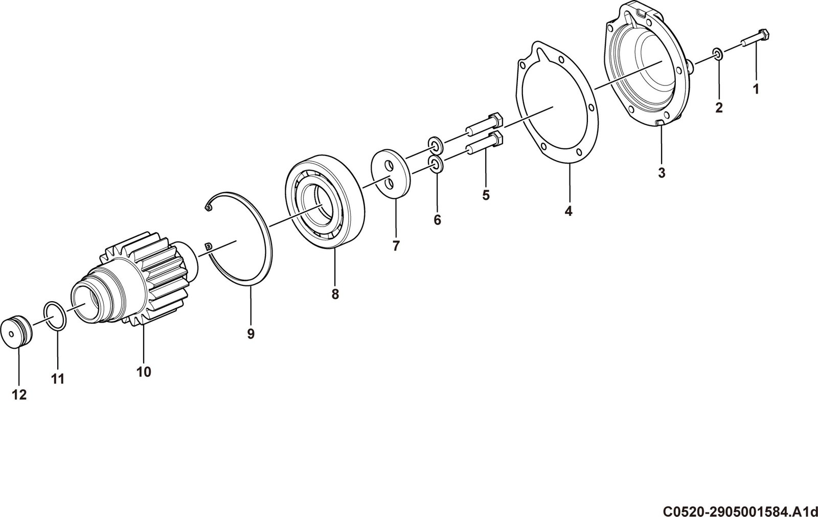 LG958F Transmission system Shaft and clutch assembly