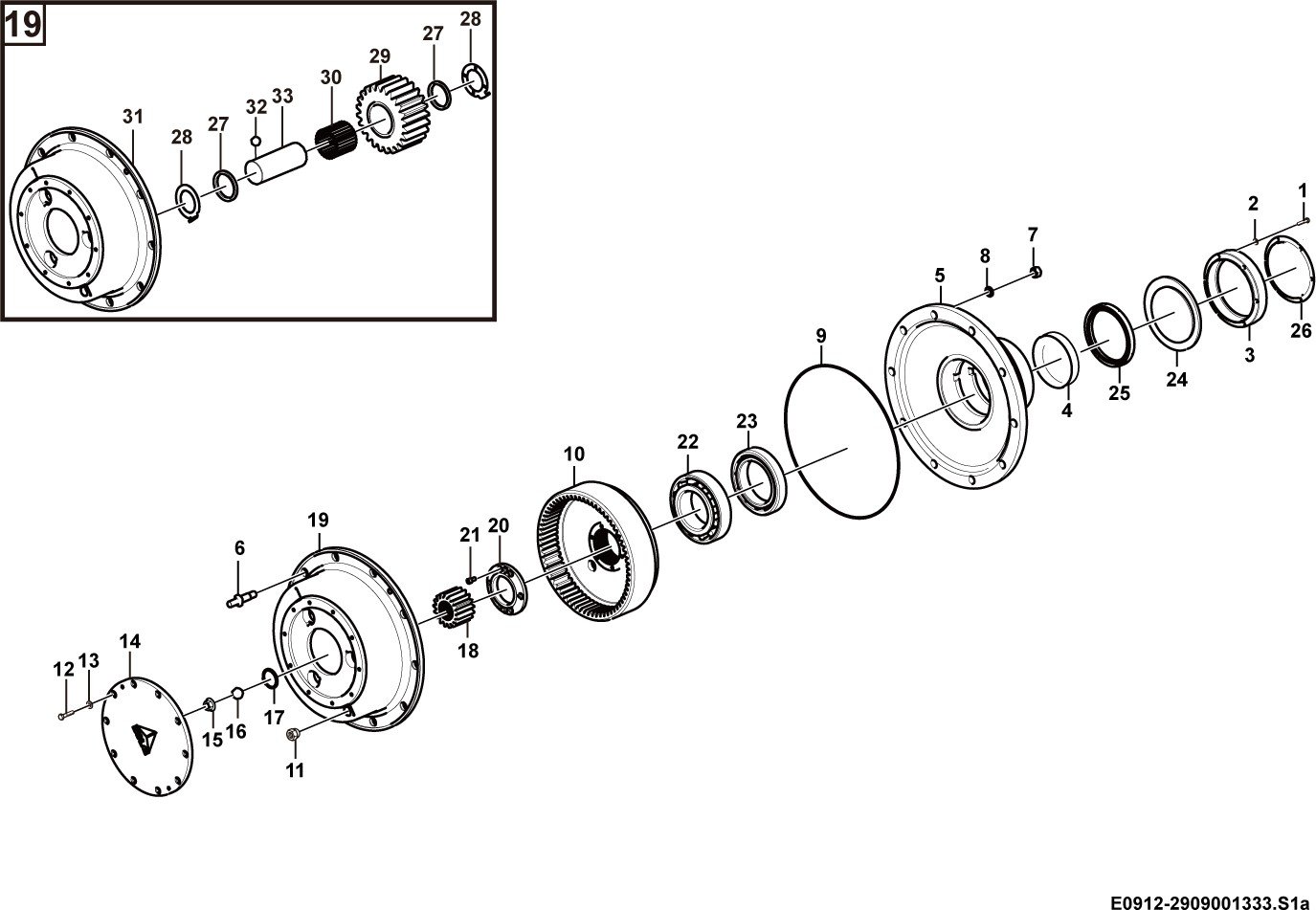 LG958F Axle system Hub reduction 2