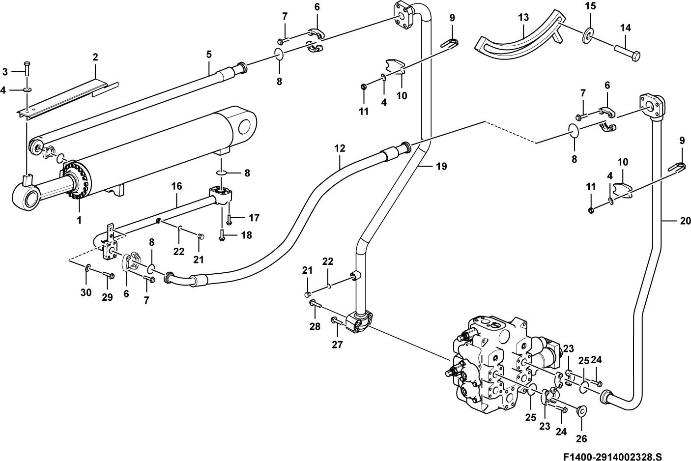 LG958F Implement hydraulic system Tilt cylinder system