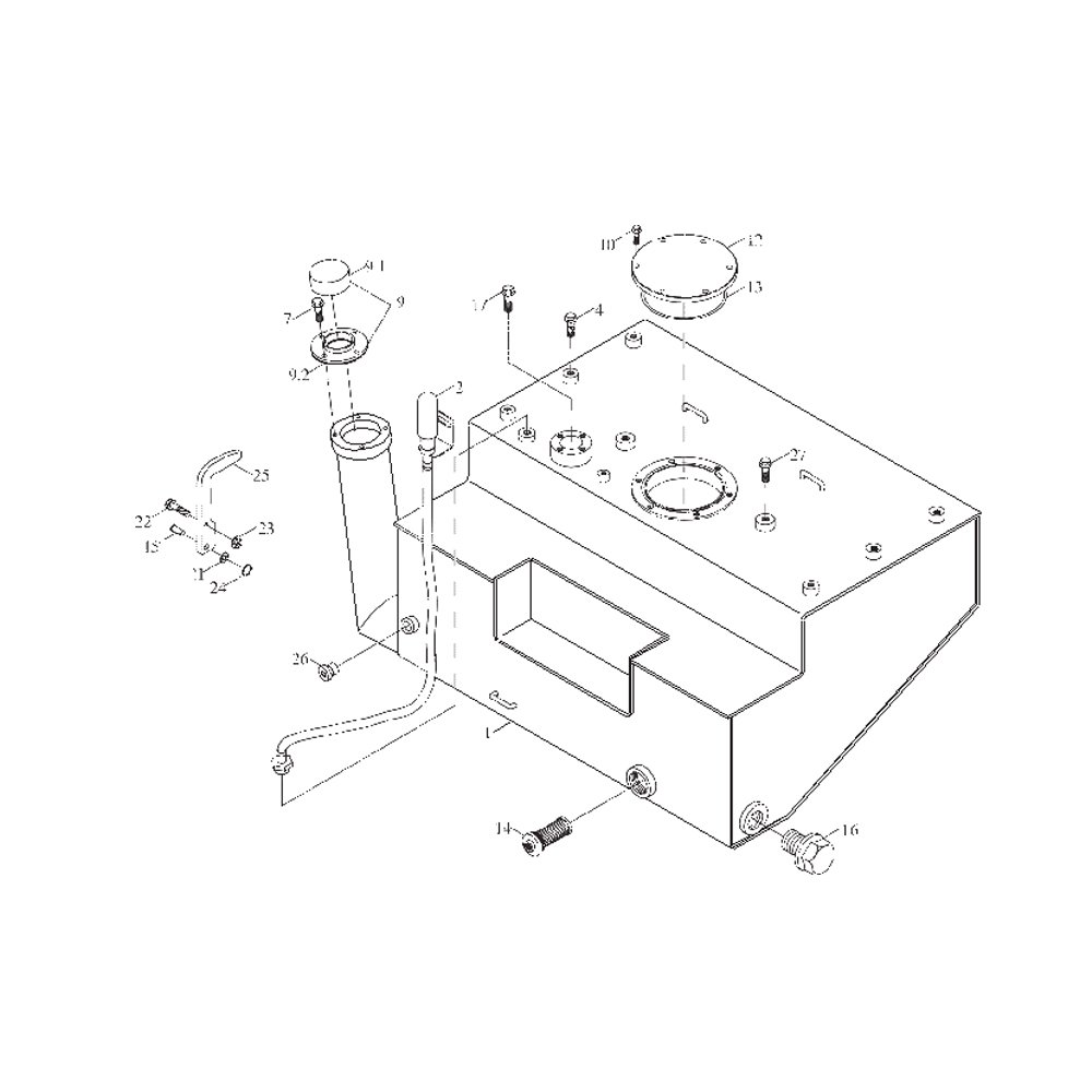 FL360F 9D650–08A000000A0 Fuel tank assembling